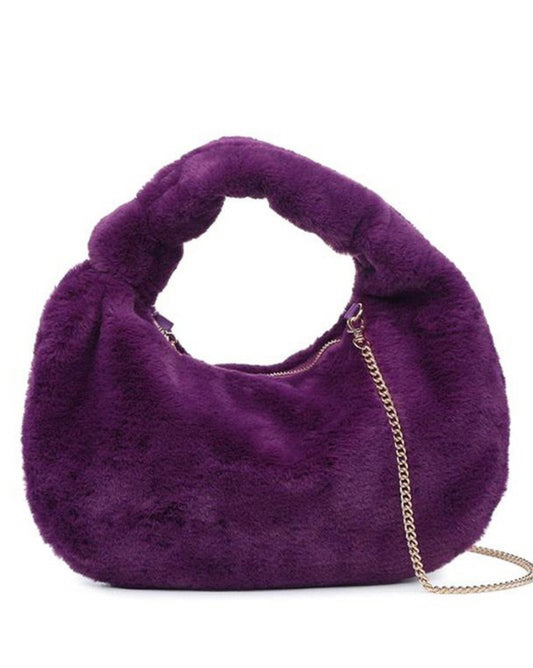 Plum Fur Handbag